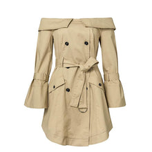 Load image into Gallery viewer, Solid Color Sexy Off Shoulder Belt Trench Coat