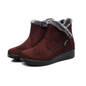Winter Zipper Wedge Heel Keep Warm Ankle Snow Boots For Women