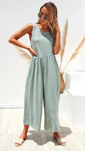 Spring and Summer Fashion Women's Sling Sexy Solid Color Jumpsuit