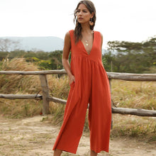 Load image into Gallery viewer, Deep V-strap Front and Back Jumpsuit