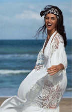 Load image into Gallery viewer, Lace Embroidered Ruffled Chiffon Pullover with Beach Jersey Bikini Blouse