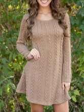 Load image into Gallery viewer, Spring four-color knit padded sweater round neck long sleeve dress