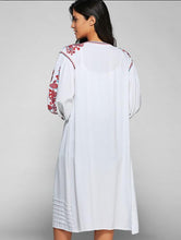 Load image into Gallery viewer, 2 Colors Bohemian embroidery tassel linen long dress