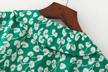 Load image into Gallery viewer, V-NECK GREEN FLORAL HALF-SLEEVE BOHO LONG DRESS