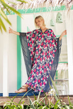 Load image into Gallery viewer, Fashion Floral Print V Neck Batwing Sleeve Boho Maxi Long Dress