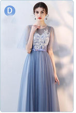Load image into Gallery viewer, Gray Lace Graduation Bridesmaid  Party Evening Dress