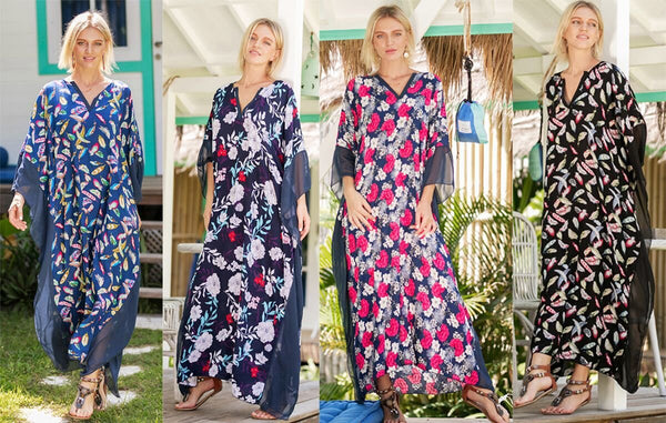 Fashion Floral Print V Neck Batwing Sleeve Boho Maxi Long Dress