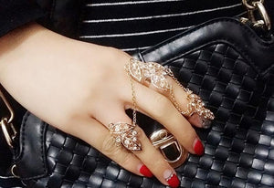 Leaves pattern bohemia style party   suit rings