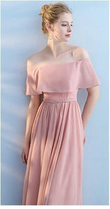 Pink Lace Bridesmaid Dress Graduation Party Evening Dress  Maxi Dress