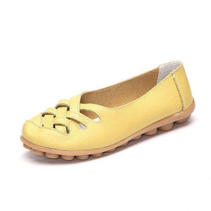 Hollow Out Leather Breathable Casual Slip On Moccasin For Women