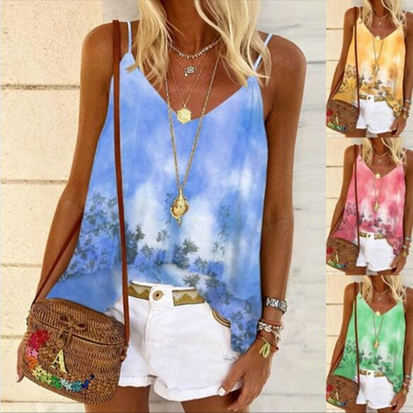 Women's Summer Flower Print Loose Camisole Top