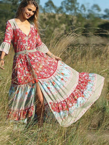 Bohemian Beach Holiday Wind Print Maxi Dress