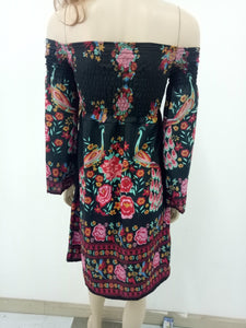 Summer New Women's One-shoulder Floral Print Dress