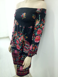 Summer New Women's One-shoulder Floral Print Dress