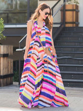 Load image into Gallery viewer, BOHO Vacation Leisure Hanging Neck Print Long Dress