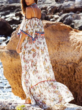 Load image into Gallery viewer, Bohemian Printed Sling With Word Collar Ruffled Sling Ball Maxi Dress Long Skirt Holiday Style