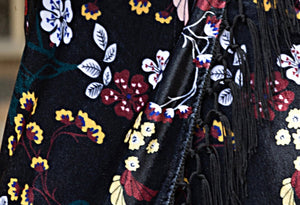 Bohemian Sexy Irregular Sling Halter Tassel Printed Velvet Female Dress Floral