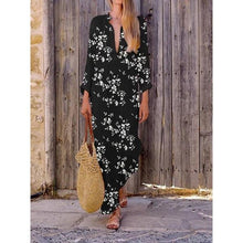 Load image into Gallery viewer, Boho V-neck Colorful Irregular Print Dress Long Skirt