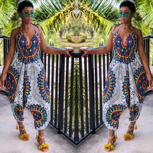 Sexy Totem Print Wide Leg Jumpsuit