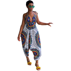 Sexy Totem Print Wide Leg Jumpsuit