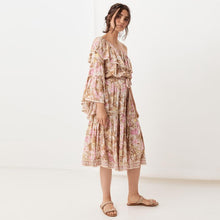 Load image into Gallery viewer, One-shoulder Sleeve Ruffled Lace Stitching Bohemian Dress