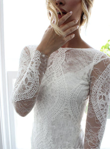 Chiffon Lace Stitching Sexy Backless Mopping Dress wedding dress