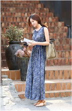 Load image into Gallery viewer, Bohemian Sleeveless Floral Dress Maxi Dress