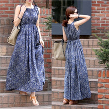 Load image into Gallery viewer, Bohemian Sleeveless Floral Dress Maxi Dress