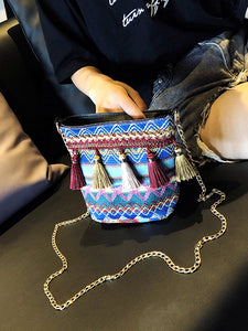 Bohemian New Ethnic Wind Woven Tassel Shoulder Messenger Bag Fashion Beach Straw Bag