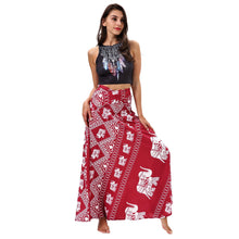 Load image into Gallery viewer, Elephant Print Beachwear Fashion Two Wear Tube Top Dress Strap Big Swing Skirt