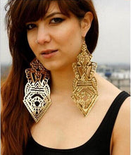 Load image into Gallery viewer, Exaggerated Symbol Long Hollow Pattern Big Earrings