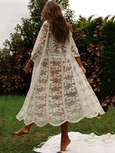 Load image into Gallery viewer, Lace Openwork Mesh Long-sleeved Cardigan Beach Holiday Cardigan Cover Up