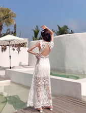 Load image into Gallery viewer, Bohemian Holiday Lace Sexy Backless Beach Long Dress