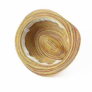 Summer Travel Sunscreen Beach Parent-child Straw Hat Rainbow Sun Hat Roll Cap