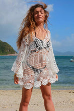 Load image into Gallery viewer, Bohemian Hook Flower Hollow Top Beach Perspective Bikini Blouse Lace Sunscreen Cover Up