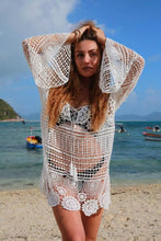 Load image into Gallery viewer, Bohemian Hook Flower Hollow Top Beach Perspective Bikini Blouse Lace Sunscreen Cover Up