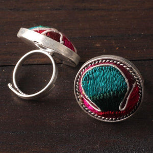 Creative Ethnic Style Handmade Silver Jewelry Fashion Embroidery Ring