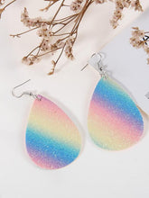 Load image into Gallery viewer, Colorful Frosted Sequins Drop Leather Earrings