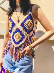 Hand-knitted Sling Openwork Vest Top