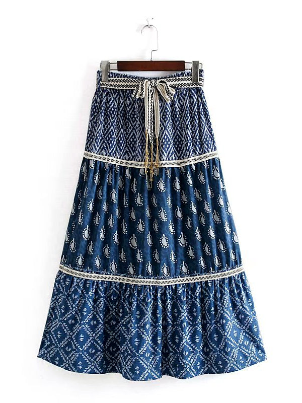 Bohemian Waist Print Skirt Dress