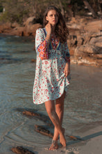 Load image into Gallery viewer, Bohemian Nine-point Sleeve V-neck Loose Ethnic Print Dress Skirt