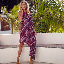Load image into Gallery viewer, Bohemian Off-the-shoulder Sleeve Printed Irregular Dress
