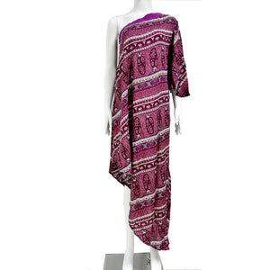 Bohemian Off-the-shoulder Sleeve Printed Irregular Dress