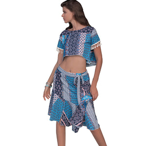 Bohemian Irregular Beach Casual Suit Two-piece Skirt