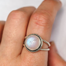 Load image into Gallery viewer, Rong Punk Style Moonstone Ring Vintage Thai Silver Round Engagement Ring