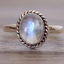 Load image into Gallery viewer, Rong Punk Style Moonstone Ring Vintage Thai Silver Round Engagement Ring