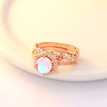 Load image into Gallery viewer, New plated 24k yellow gold inlaid moonstone ringimitation engagement  ring