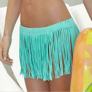 Stretch Fringed Ethnic Style Beach Bikini Short Skirt Bottoms