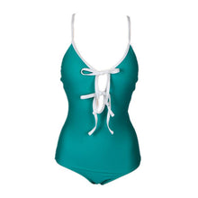 Load image into Gallery viewer, Bow Solid Color Beach Girl One-Piece Swimsuit