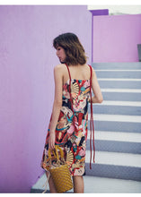 Load image into Gallery viewer, Bohemian Style Beach Holiday Print Sling Dress Mini Dress